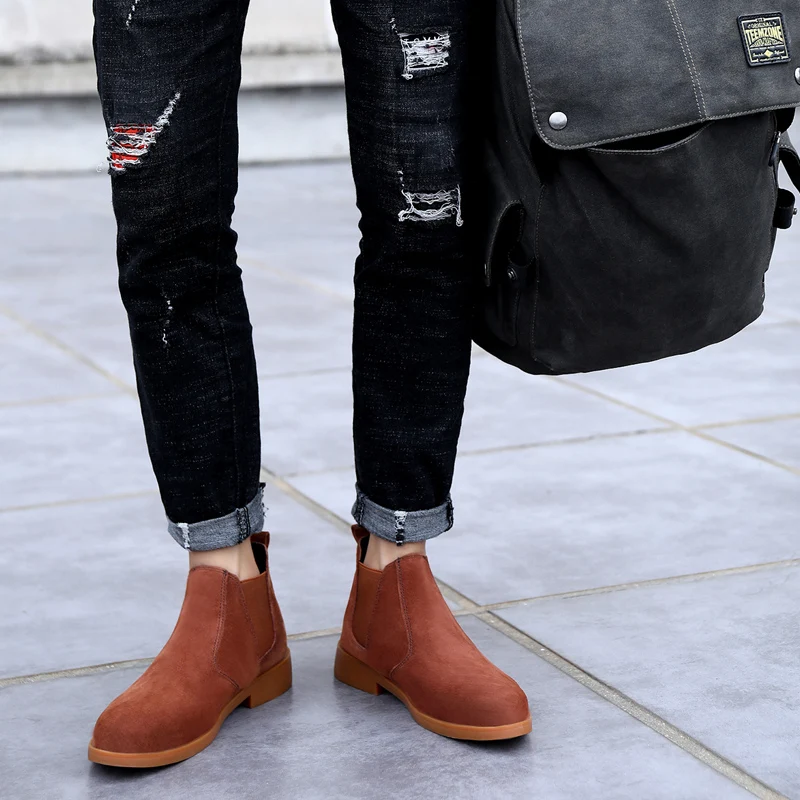 Мужские ботинки челси 2020 Мужская Осенняя обувь замшевые кожаные ботильоны