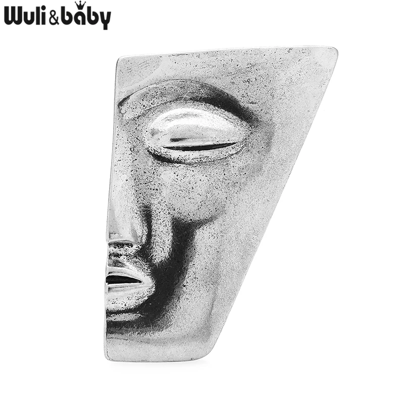 

Wuli&baby Vintage Face Brooches Women Men Big Metal Half Face Figure Party Causal Brooch Pins Gifts