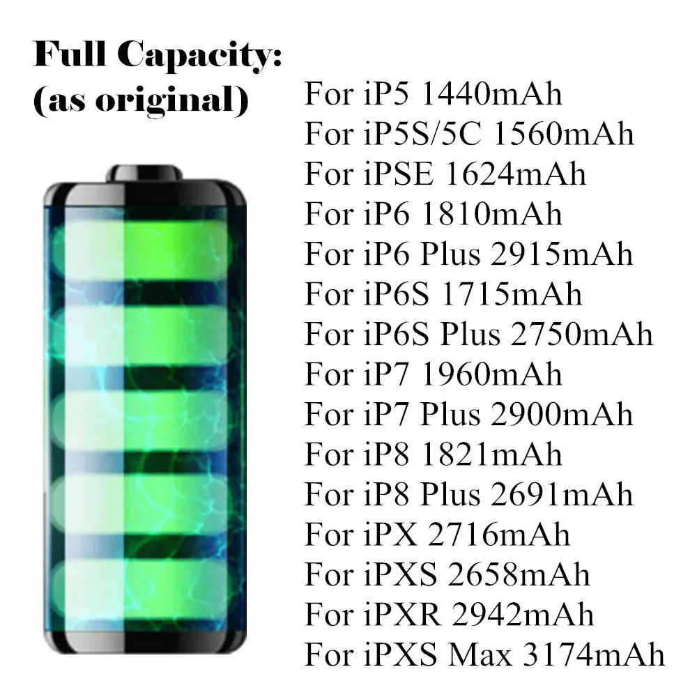ГОРЯЧАЯ Оригинальная литиевая батарея для iPhone 6S 6 5S 5C X SE 7 8 Plus XR Xs Max высокое TF карта