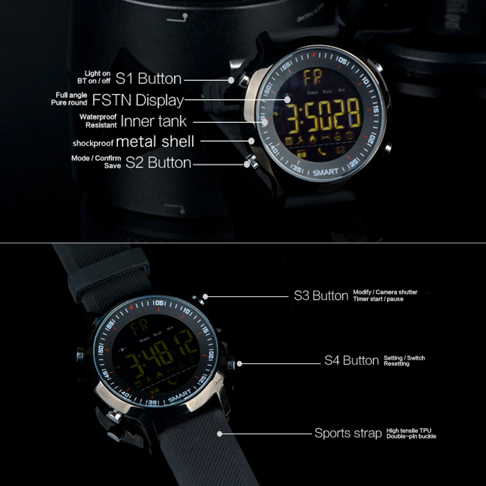 IP67 водонепроницаемые Смарт-часы EX18 с поддержкой звонков и SMS-уведомлений шагомер