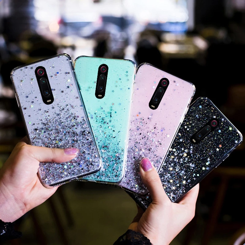Блестящий чехол со звездами для Xiaomi Redmi Note 10 5G 9s 7 8 9 Pro K20 мягкие чехлы Mi A3 CC9 CC9E SE Lite