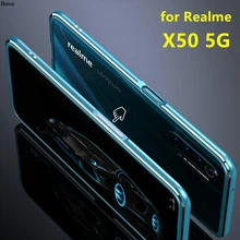 Luxury Ultra Thin aluminum Bumper Case For OPPO Realme X50 5G Case 6.57-inches + 2 Film (1 Front +1 Rear)
