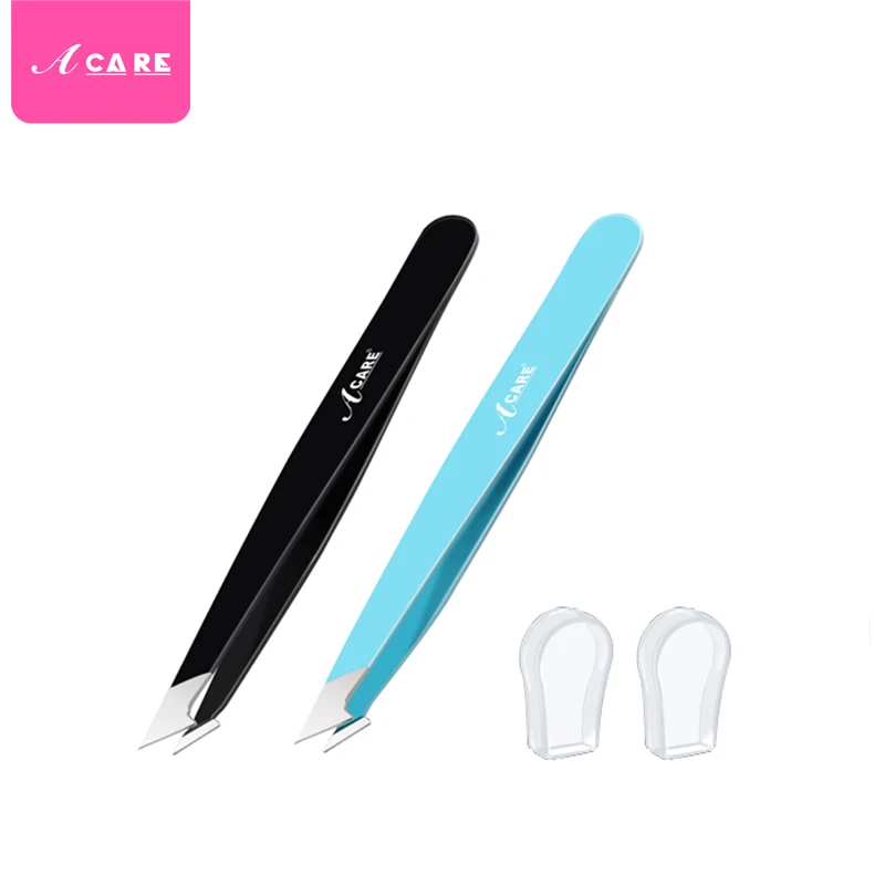 Blue Plus Black Пинцет для удаления волос из нержавеющей стали пинцет для бровей розовый Наклонный черный наконечник для лица безвредный Макияж инструмент для красоты Серебряный - Цвет: Blue Plus Black