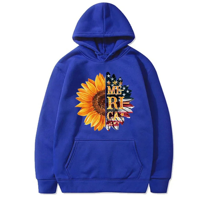 

Women Fall 2020 Women Hoodie Fleede Letter Printing Sweatshirt Spot Flag Sunflower Printed Long-Sleeved Hooded