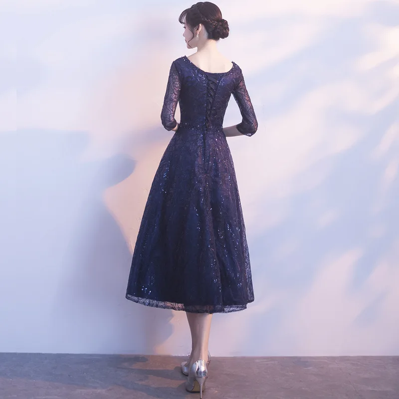 Женское длинное вечернее платье сияющее элегантное с рукавом до локтя для