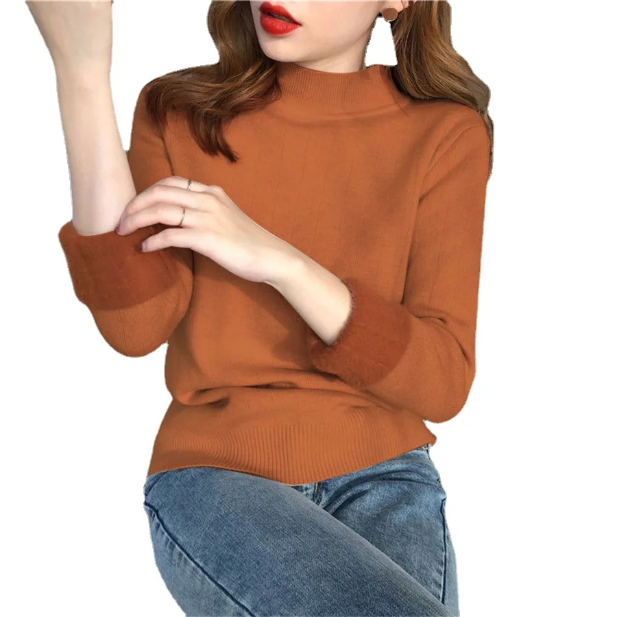 

New Basic Autumn Winter Warm Sweater for Women 9 Colors Thickened Warm Coat Fashion Korean Knitted Ladies Sweater Wholesale 2021