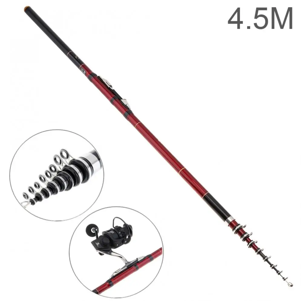 

4.5m Telescopic Rock Carp Fishing Rod 8 Section Carbon Fiber Surf Spinning Pole