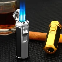 metal cigar lighter tobacco lighter 4 torch jet flame inflated smoking tool accessories portable gas lighter gifts for men