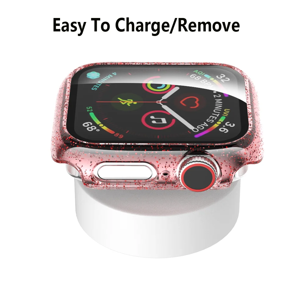 Стекло + крышка для Apple Watch чехол 44 мм 40 42 38 аксессуары Желейный бампер Защита