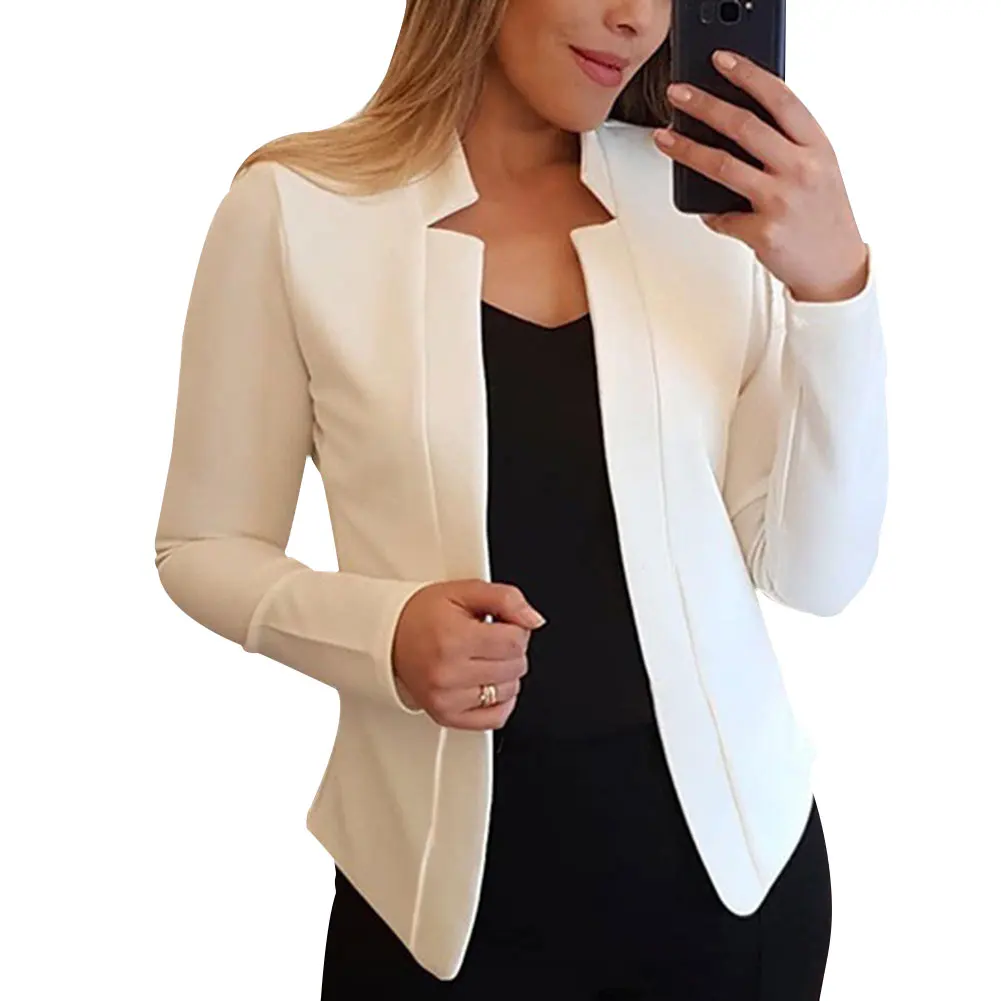 

New Women Blazer Thin Long Sleeve Blazer Solid Color Office Lady Suit Coat 2021 Fashion Women Basic Coats Autumn blazer women