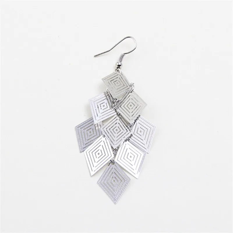 Филигранные геометрические Висячие серьги для женщин зеленые свежие цвета