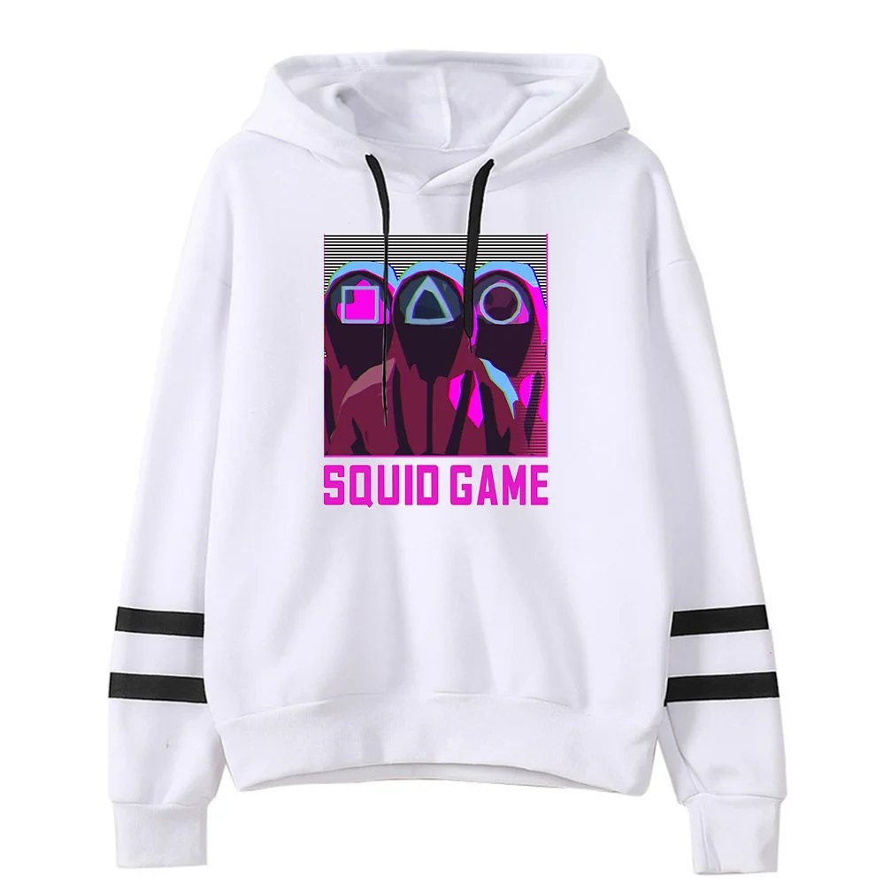 

White Hooded Squid Game Hoodies Men Sweatshirts Women Autumn Harajuku Hip Hop Pullovers Long Sleeve Unisex Casual Sportswear