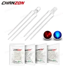 100 шт., 3 мм светодиодный ная лампа, двухцветная, красные, синие, общий анодкатод, рассеянный микро индикатор, 3 в, DIY DIP