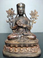 8chinese temple collection old bronze lacquer cinnabar tsongkhapa tibetan buddha sitting buddha enshrine the buddha ornaments