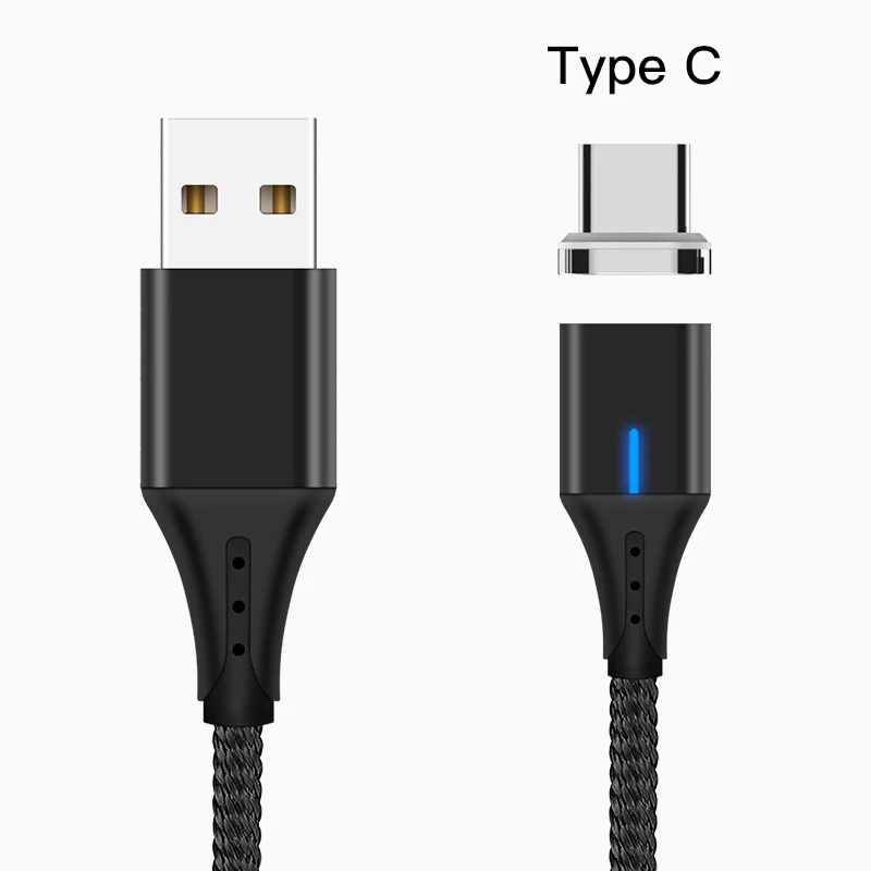 Black for Type C 5А 1 м type C микро USB кабель передачи данных Магнитный кабель для зарядки для Iphone 11pro samsung Xiaomi redmi huawei зарядное устройство Шнур для мобильного телефона - Цвет: Black for Type C