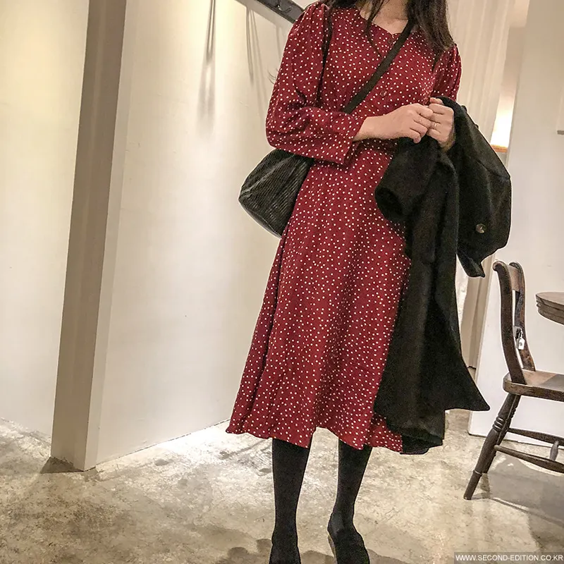 Осенние базовые платья Лидер продаж женское винтажное платье с длинным рукавом и