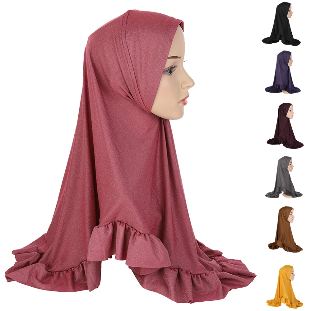 

One Piece Muslim Women Long Hijab Scarf Amira Islamic Full Cover Prayer Headscarf Wrap Shawl Arab Cap Turban Ramadan Middle East