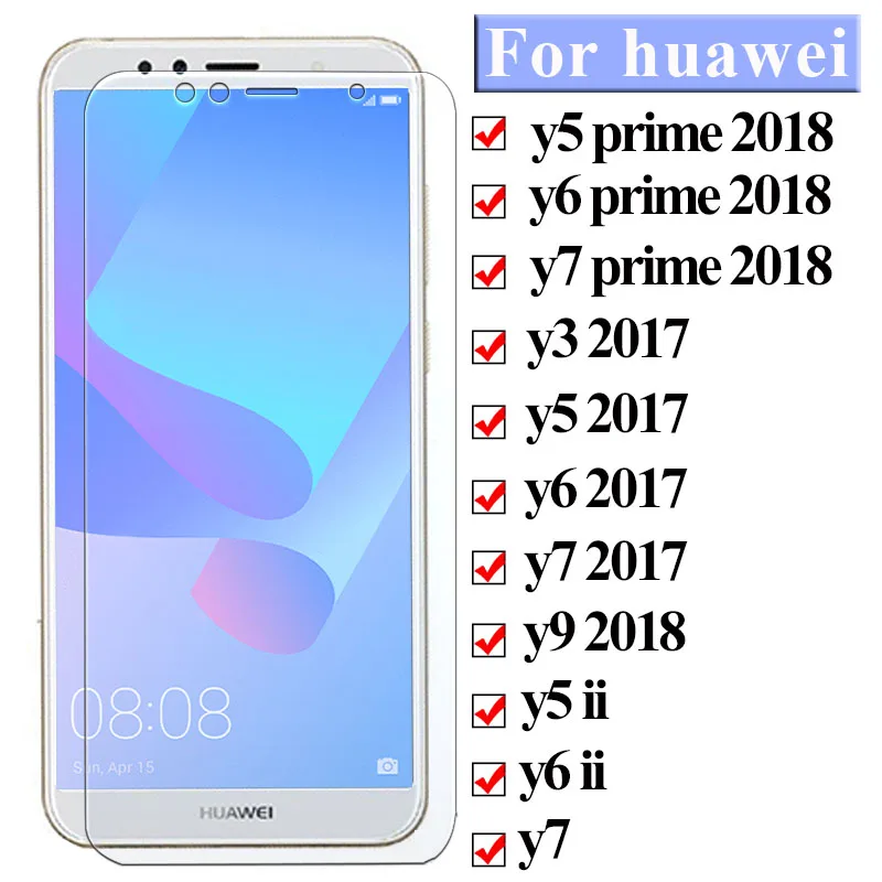 Защитное стекло для huawei y5 y6 y7 Prime Y9 2018 y3 2017 y 5 6 ii закаленное huawey y6prime 6y verre tremp лист