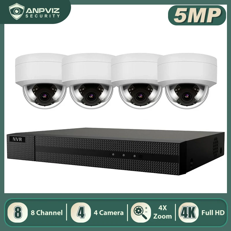 Anpviz 8CH 4K NVR 5MP 4X оптическая серая/белая POE IP камера комплект для домашней/уличной