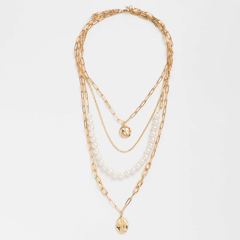Fever&ampFree Four Layers Pearl Choker Necklace Irregular Virgin Mary Pendant For Women Fashion Statement Jewelry | Украшения и