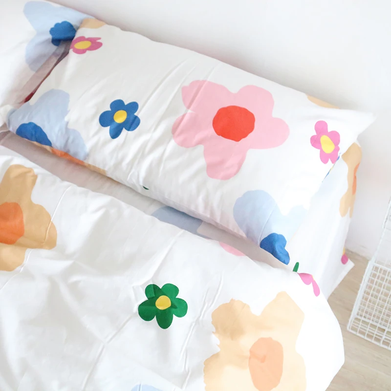 

Printed cotton bedding set double bed gentle lovely girl room decorative duvet sheet set fitted sheet