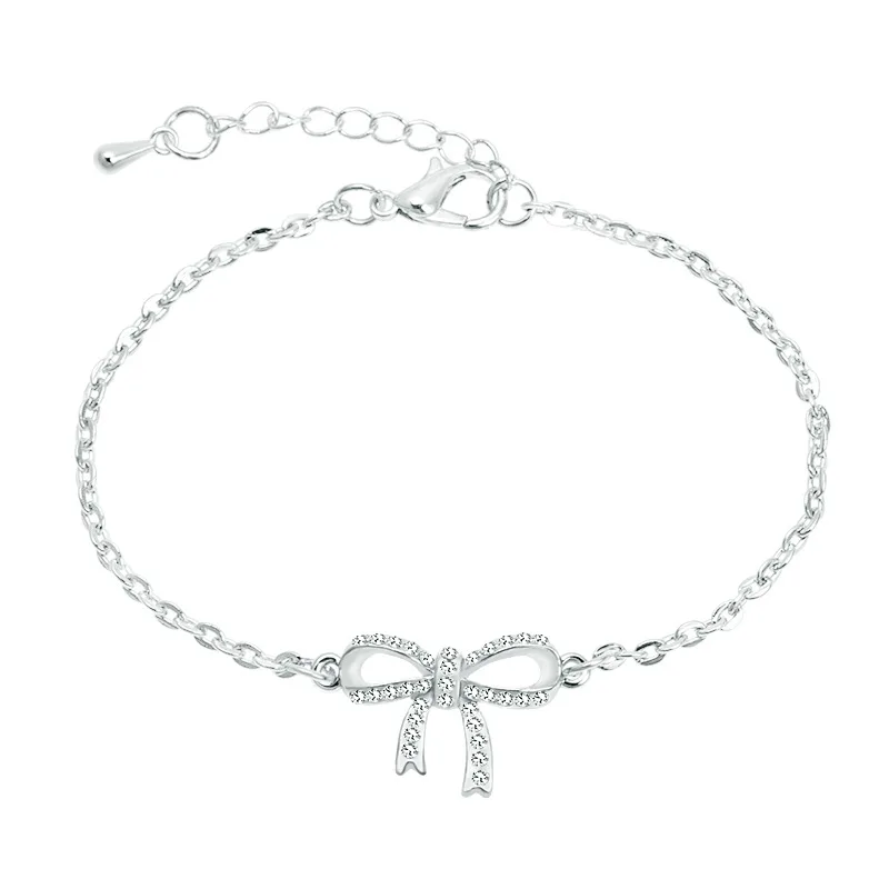 

The New Rose Gold and Silver Bow Bracelet Women's Sweet and Romantic Style Alloy Material Micro-Inlaid Zircon Fine Jewelry Gifts
