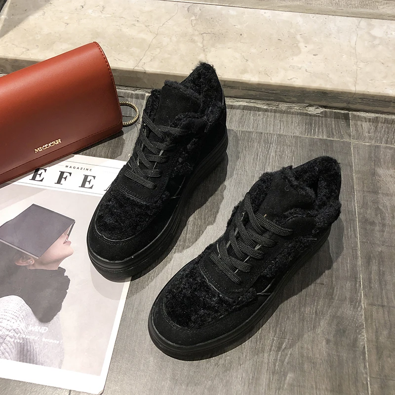 2019 г. обувь зимние теплые женские ботинки на платформе плюшевые повседневные