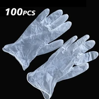 in stock vinyl gloves 100 pcs box disposable powder free industrial food safety 3mm translucent pvc gloves nitrile gloves