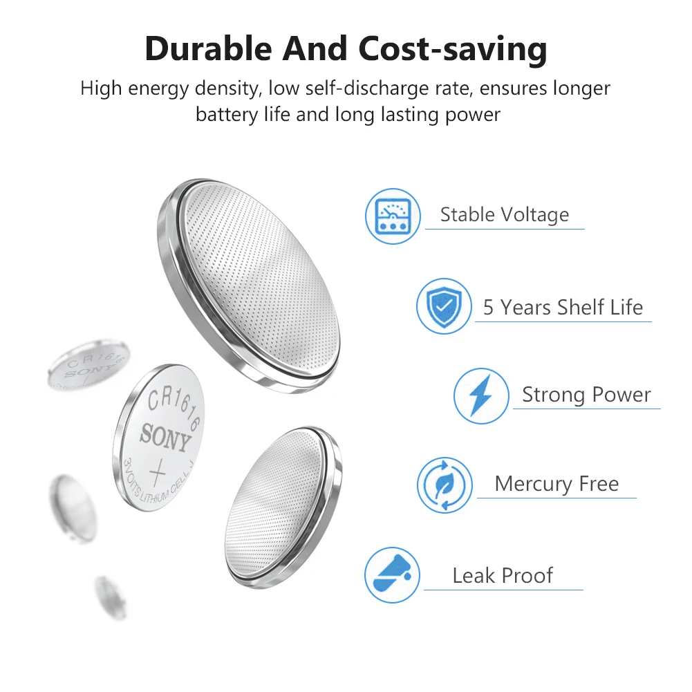 10pcs For Sony CR1616 Button Batteries DL1616 ECR1616 LM1616 Cell Coin Lithium Battery 3V EE6221 Watch Electronic Toy Remote | Электроника