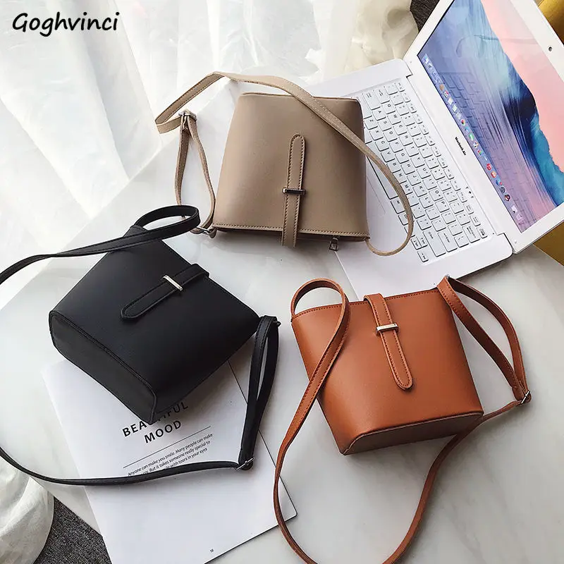 

Crossbody Bags Women PU Bucket Large Capacity Fashion Elegant Ladies All-match Zipper Single-shoulder Ulzzang Simple Vintage New