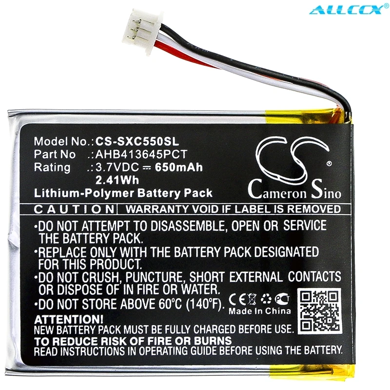 Bateria sem Fio Fone de Ouvido Ahb413645pct para Sennheiser Cameron Sino 650mah Pxc 550