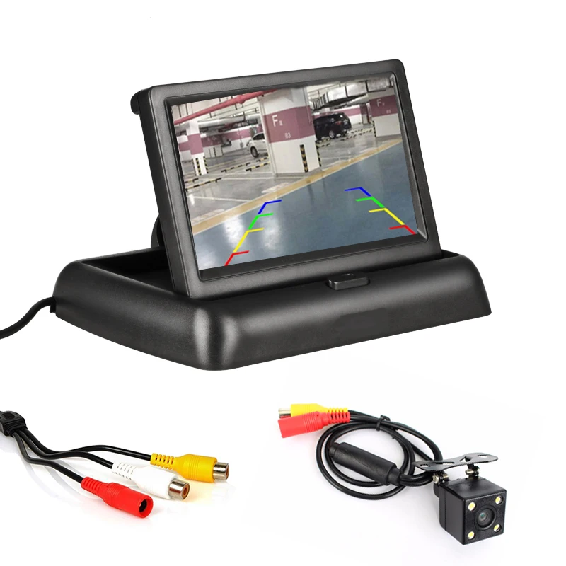 Монитор складной автомобильный Jansite 4 3&quot TFT LCD дисплей NTSC PAL для камеры заднего