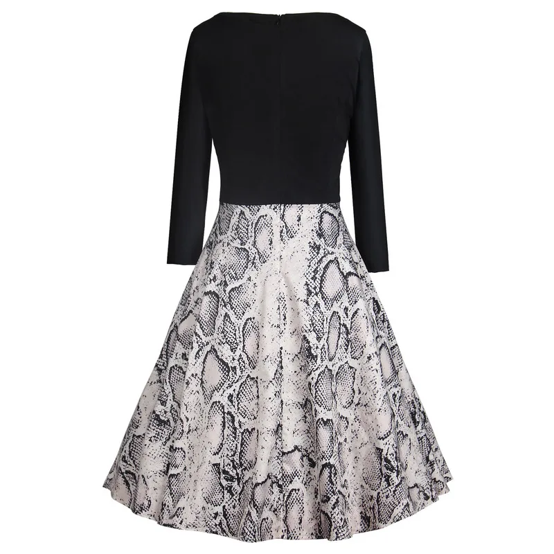

Women Dress Office Lady A-Line Geometric O-Neck Serpentine Woman Dress Vintage Dress Fashion Office Dress Vestido De Mujer