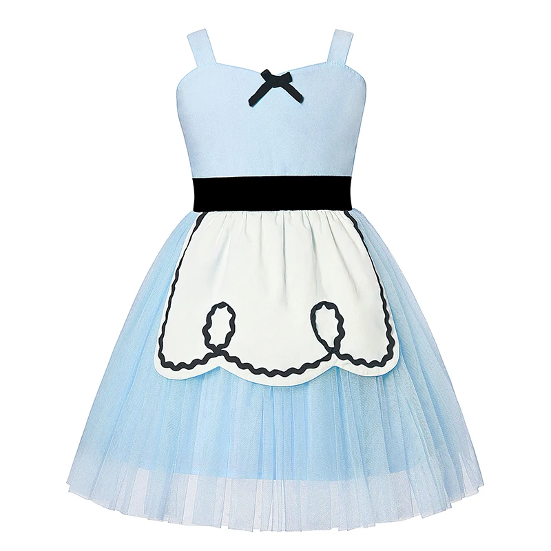 Belle Blue Минни» для маленьких девочек платье принцессы из хлопка и Косплэй вечерние одежда игрушки История Джесси Ариэль Минни Мулан Алиса Белоснежка Эльза, Белль платья - Цвет: Belle Blue