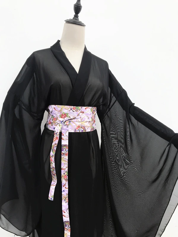 Для женщин косплей костюм феи Hanfu одежда Китайский традиционный Древний платье Танцы этап ткань классического черного цвета