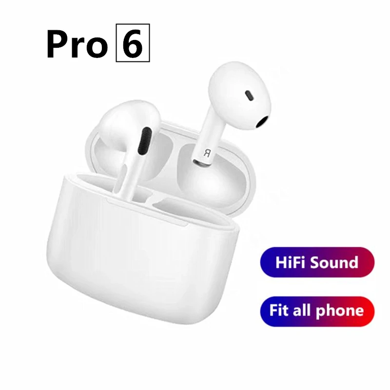 Оригинальные беспроводные наушники Pro 6 TWS Bluetooth с сенсорным управлением