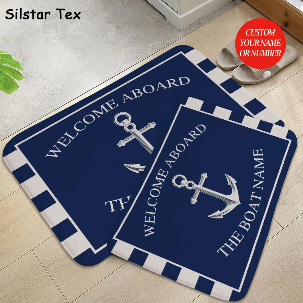 

Silstar Tex Dark Blue Ocean Kitchen Floor Mat Anchor Boat Decor Door Rugs for Living Room Anti-Slip Suede Bath Mats Outdoor