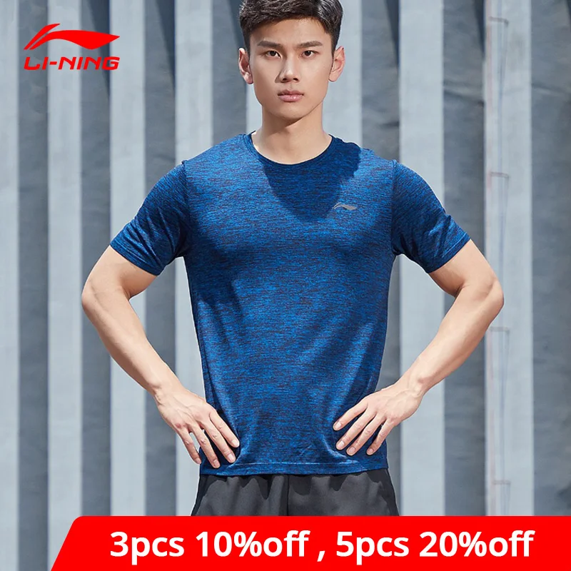 Мужская Спортивная Футболка Li Ning из нейлона и полиэстера стандартная бесшовная