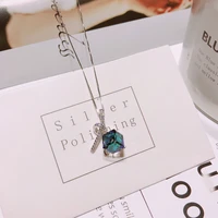 wholesale 925 sterling silver necklace blue crystal pendent anti allergy chain fine jewelry fahsion accessories for women