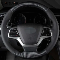 car steering wheel covers soft black leather carbon fiber for hyundai elantra 4 2016 2017 2018 solaris 2017 accent 2018