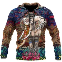 hippie elephant 3d all over printed hoodies menwomen spring autumn casual zipper pullover
