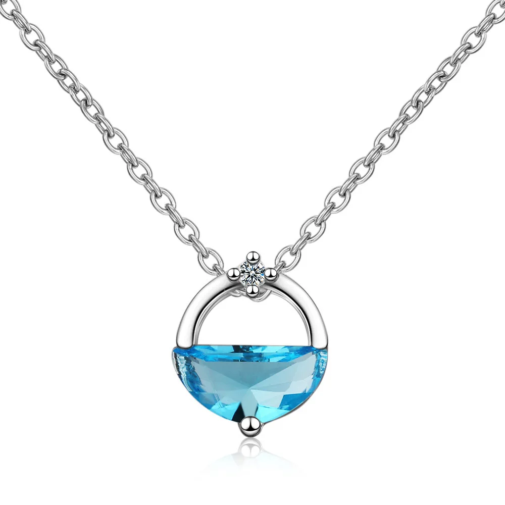 

Blue zircon pendant necklace Woman jewelry Small fresh pendants Simple Clavicle Chain Pendant Necklaces vintage women necklace