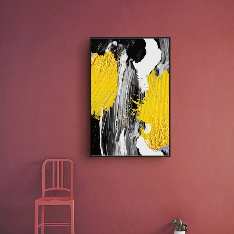 Абстрактные геометрические золотистые красные картины на холсте современное