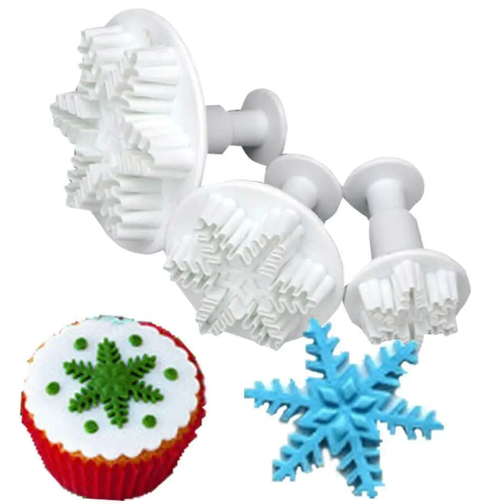 

3 pcs Sugarcraft Cake Decorating Tools Fondant Plunger Cutters Tools Cookie Biscuit Cake Snowflake Mold Set Baking Accessories