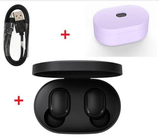 cable add case Xiaomi Redmi Airdots TWS Bluetooth наушники стерео бас Bluetooth 5,0 Eeadphones с микрофоном свободные Наушники управление AI - Цвет: cable add case