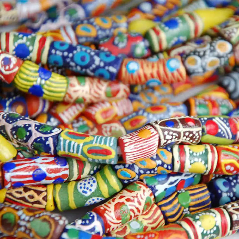 African Handmade New Trade Beads Colorful Safron Lampwork Strand TSB0188