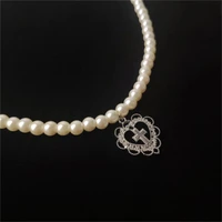 punk gothic harajuku pearl chain hollow heart shaped pendant retro court cross choker necklace fashion jewelry wholesale