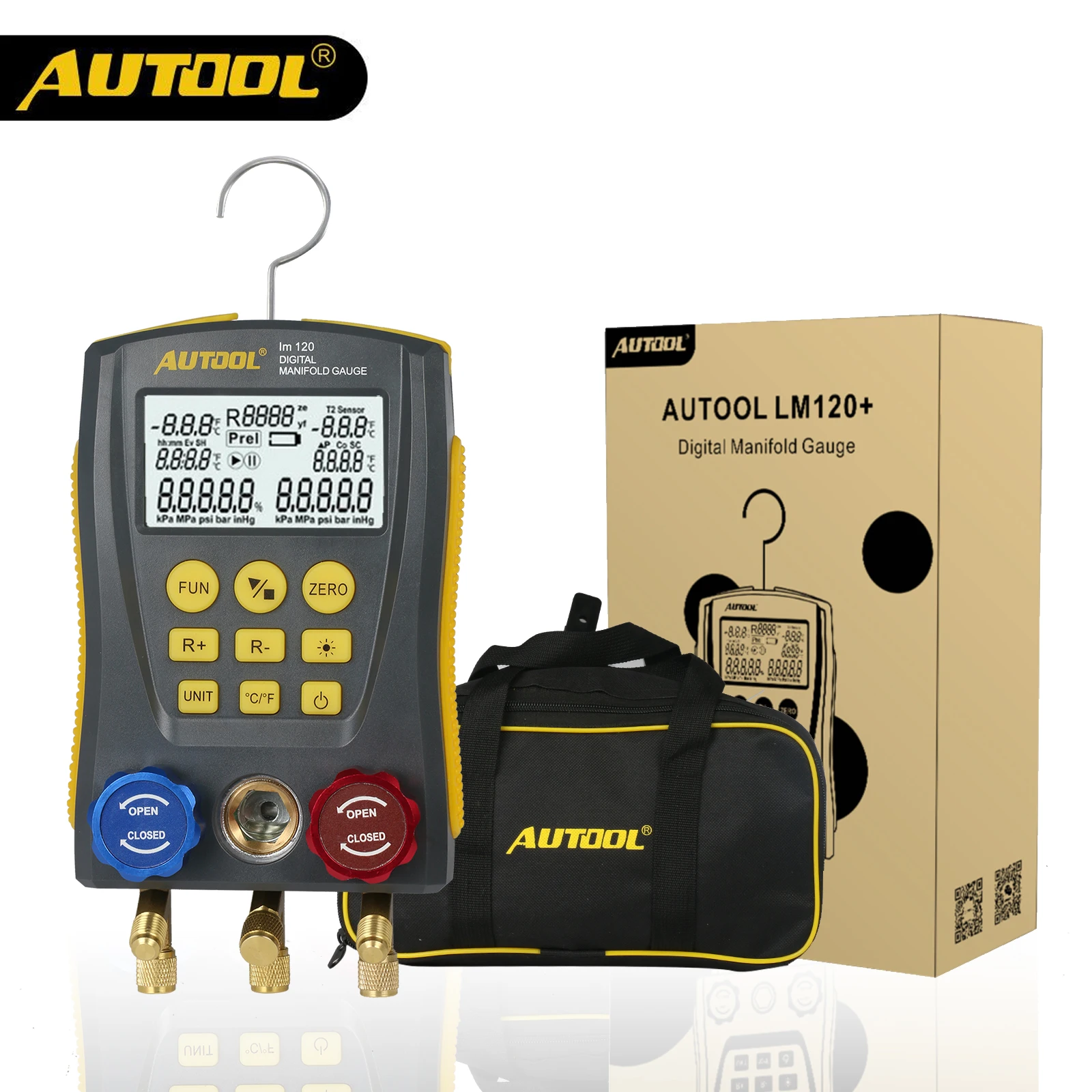 AUTOOL LM120+ хладагент холодной средней холодильной цифровой коллектор метр HVAC вакуумное давление температура тестер же, как Testo