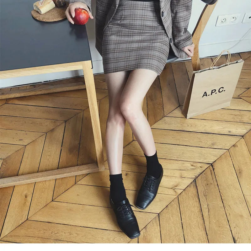 Женский клетчатый костюм повседневный пиджак с высокой талией и юбка разрезом