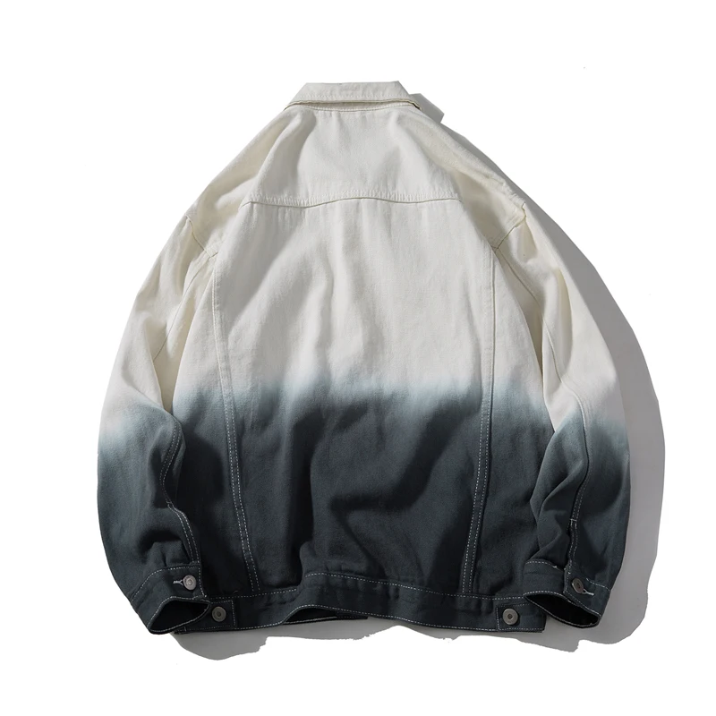 Мужская Тонкая джинсовая куртка с градиентом теплая ковбойская меховой